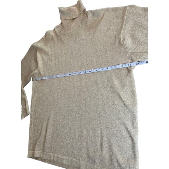 N.E.K. Beth Bowley Womens Sz L Metallic Gold Pullover Sweater Turtleneck Blouse - Picture 4 of 7
